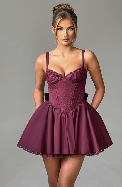 Josie Mini Dress - Cherry Lacquer