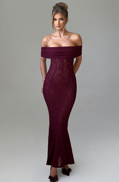 Stephanie maxi-jurk - bordeaux