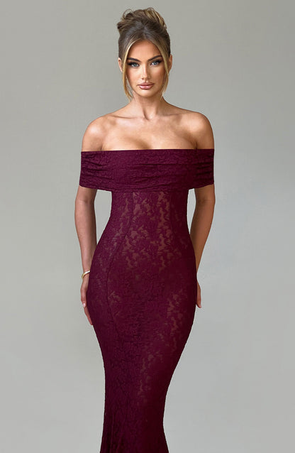 Stephanie maxi-jurk - bordeaux