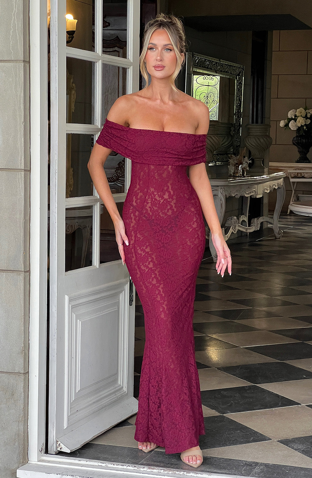 Stephanie maxi-jurk - bordeaux