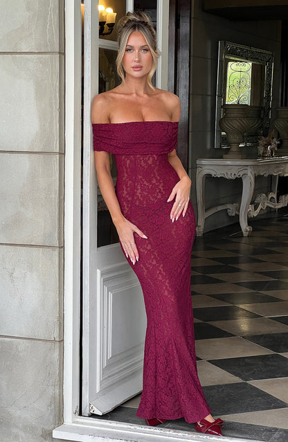 Stephanie maxi-jurk - bordeaux