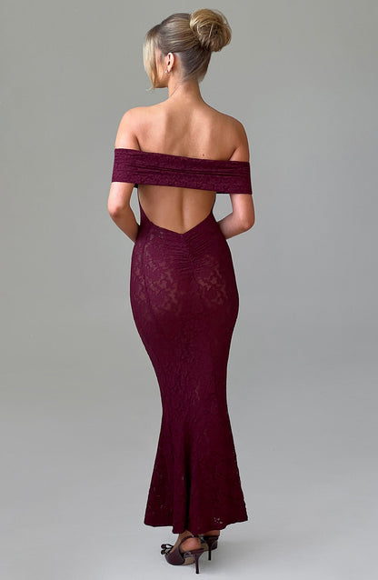 Stephanie maxi-jurk - bordeaux