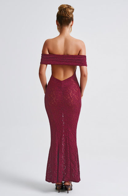 Stephanie maxi-jurk - bordeaux