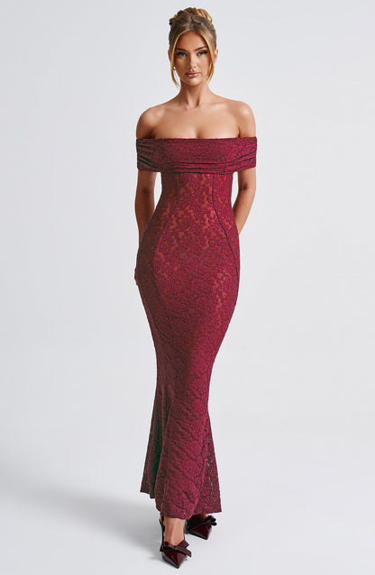 Stephanie maxi-jurk - bordeaux