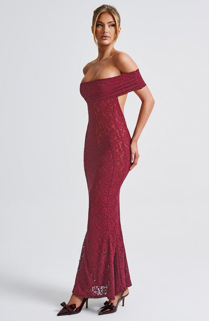 Stephanie maxi-jurk - bordeaux