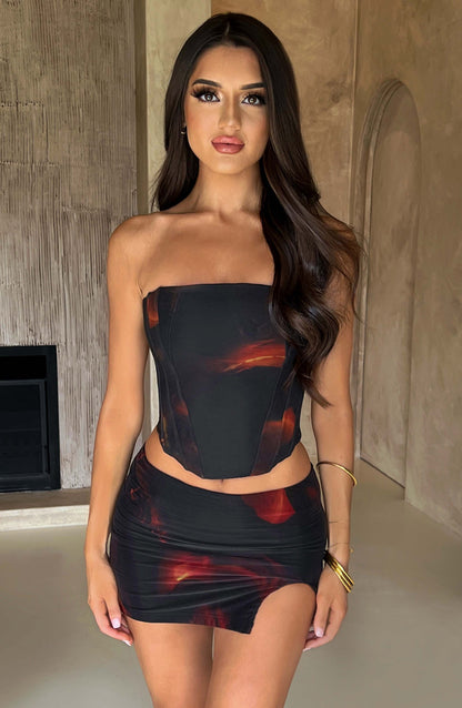 Alina Mini Skirt - Fire Print