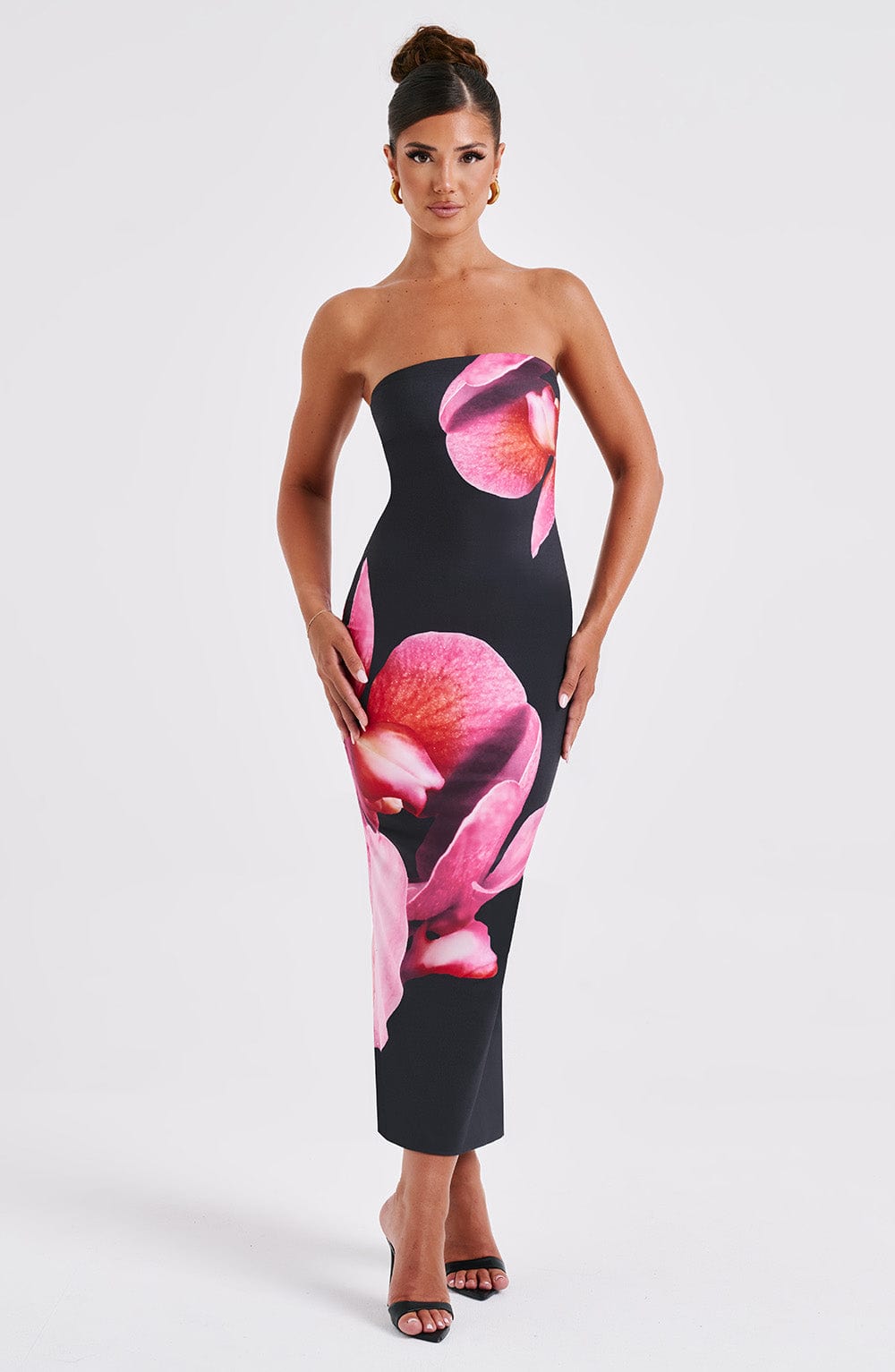 Allegra Midi-jurk - Zwarte bloemenprint