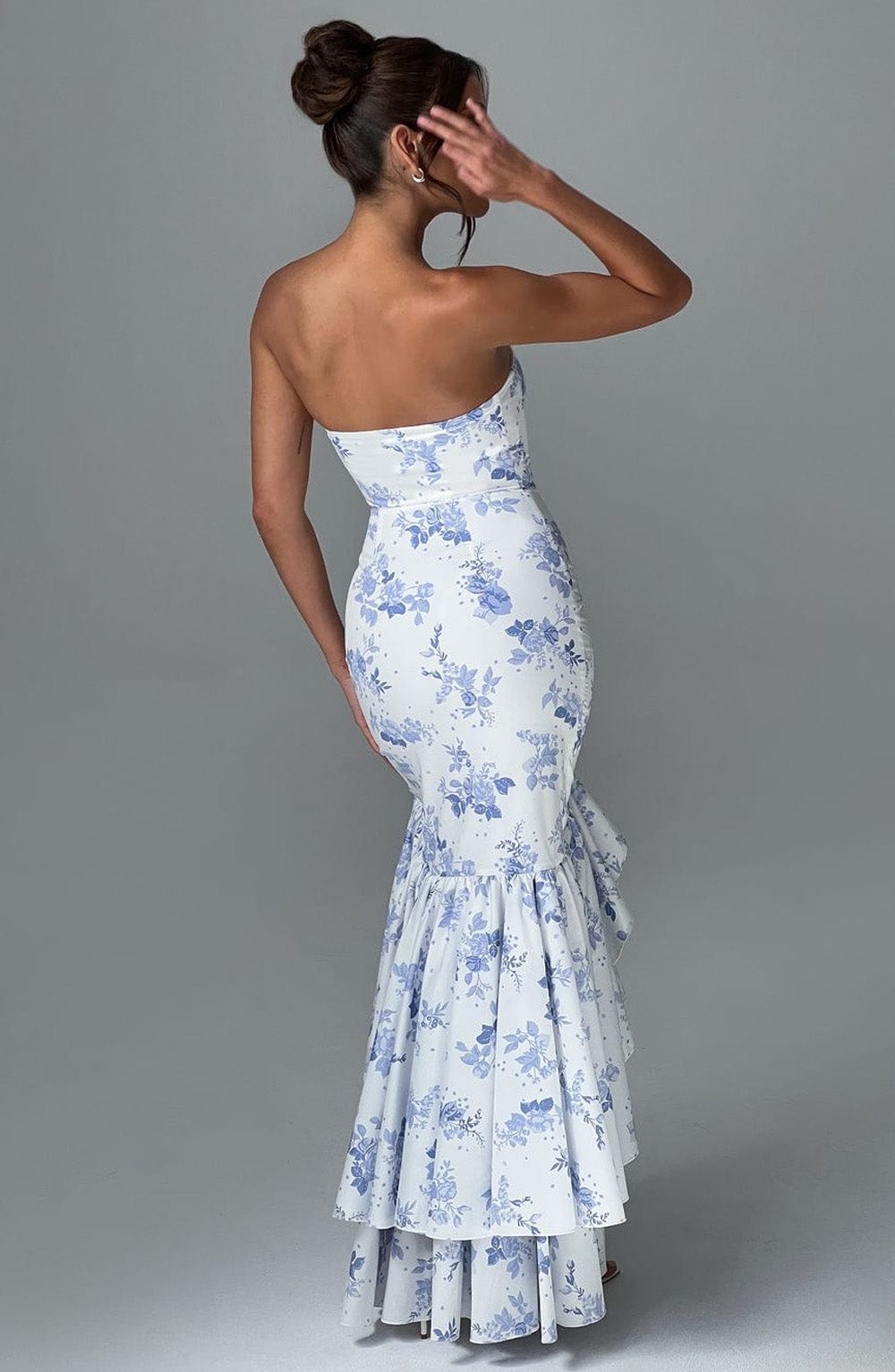 Angelina maxi-jurk - blauwe bloemenprint