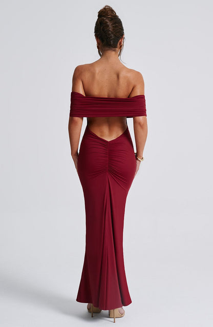 Belinda maxi-jurk - bordeaux