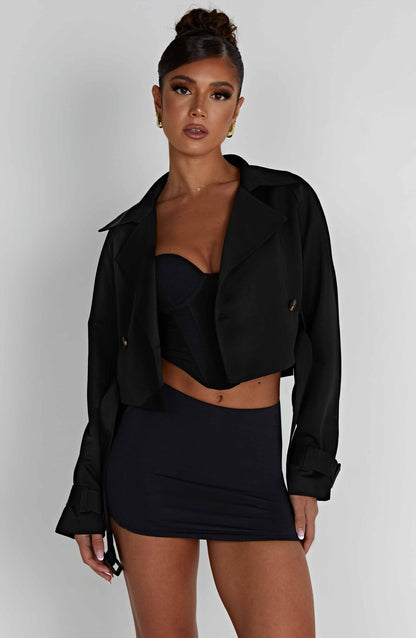 Caprice cropped trenchcoat - zwart