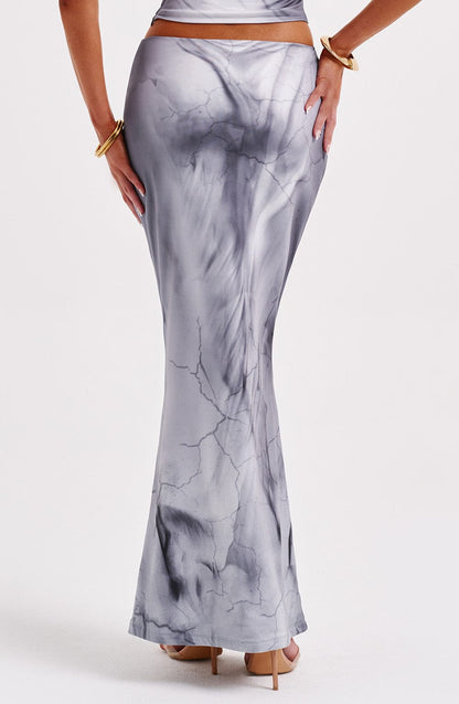 Charmayne Maxi Skirt - Grey Body Print