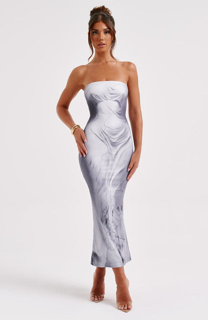 Charmayne Midi Dress - Grey Body Print