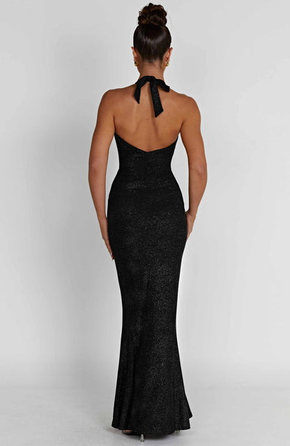 Chrishelle maxi-jurk - zwarte glitter