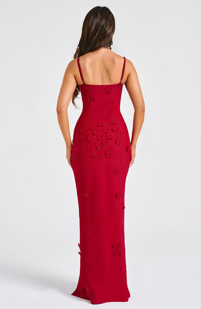 Dalary Maxi Dress - Red Lined