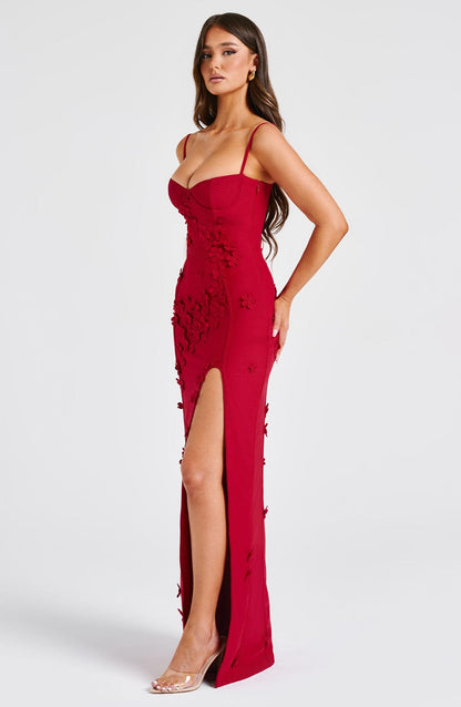 Dalary Maxi Dress - Red Lined