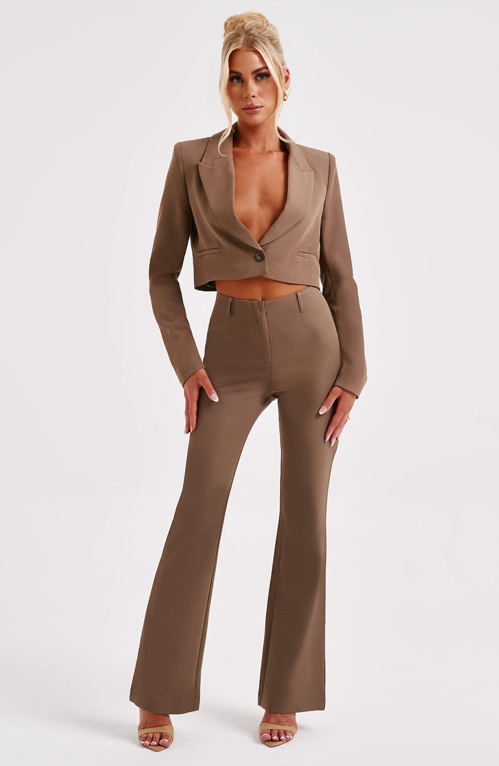 Darci cropped blazer - Mokka