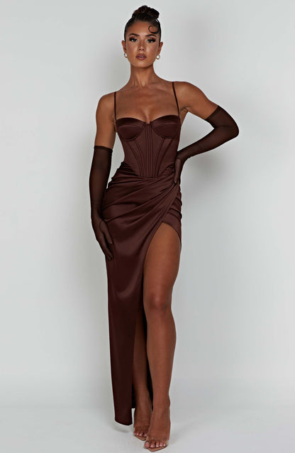 Despina Maxi-jurk - Chocolade