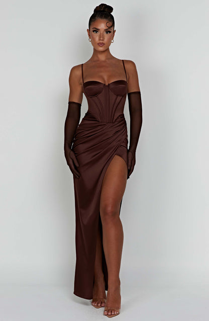 Despina Maxi-jurk - Chocolade