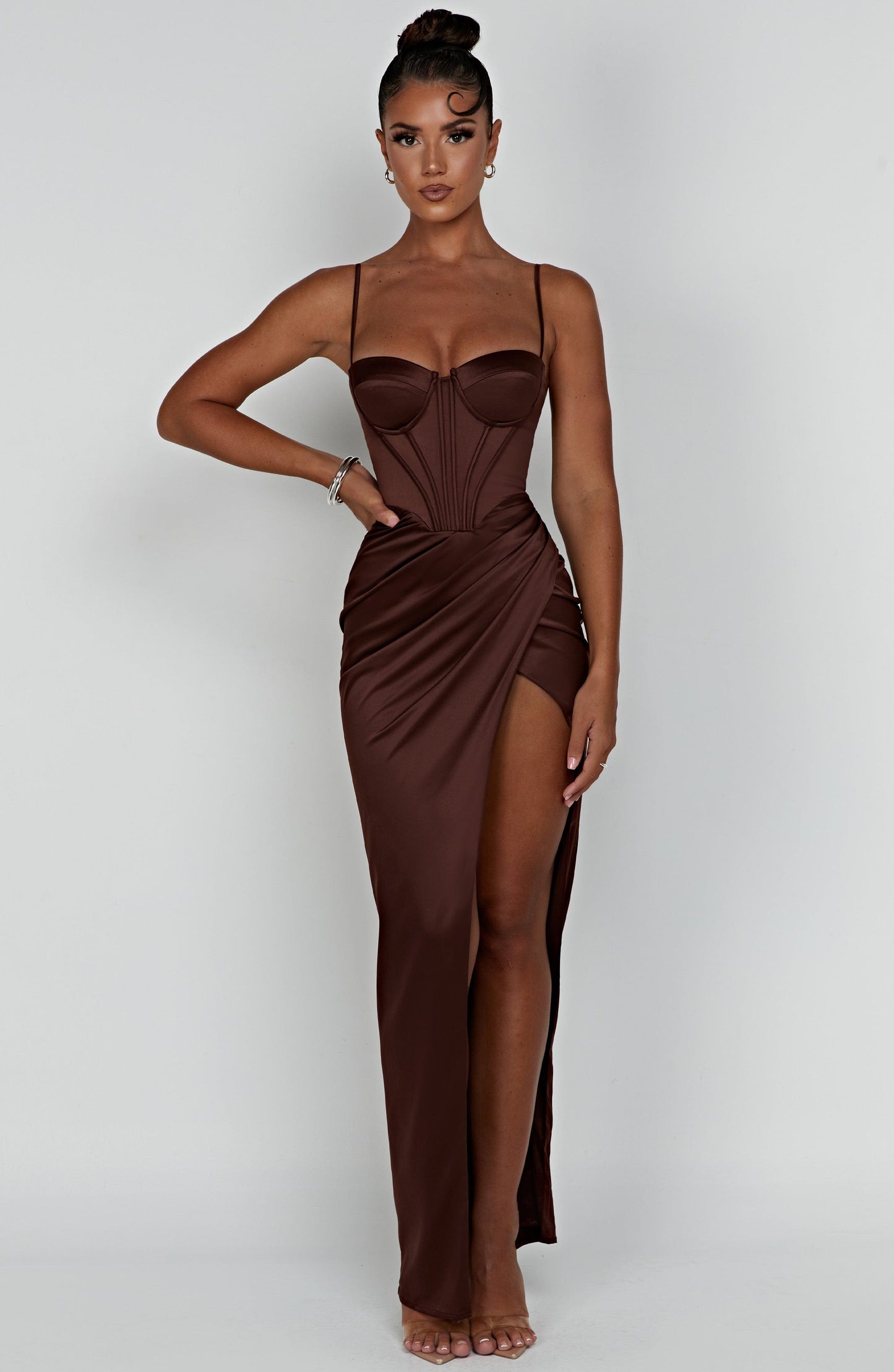 Despina Maxi-jurk - Chocolade