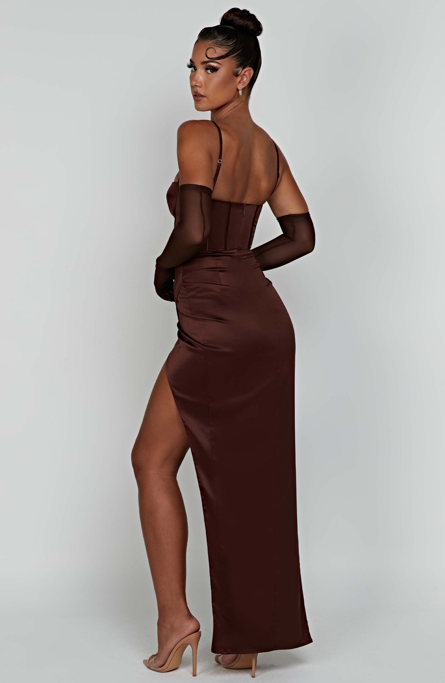 Despina Maxi-jurk - Chocolade