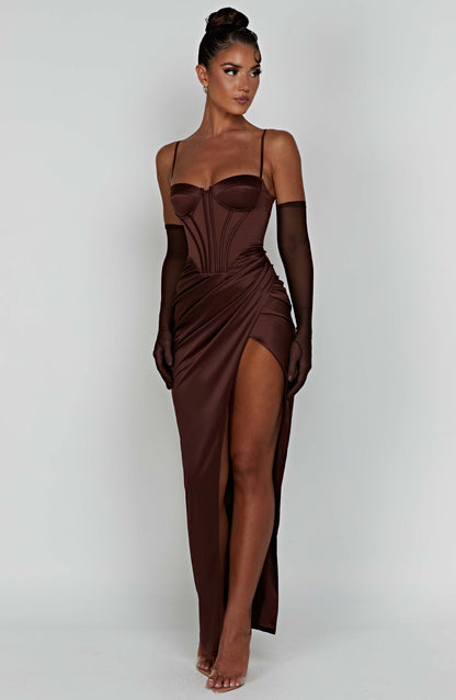 Despina Maxi-jurk - Chocolade