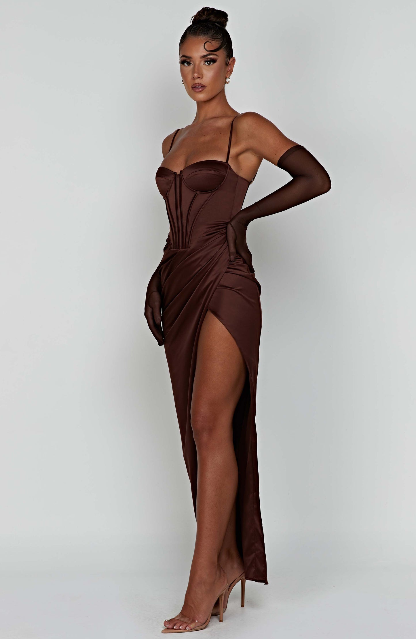 Despina Maxi-jurk - Chocolade