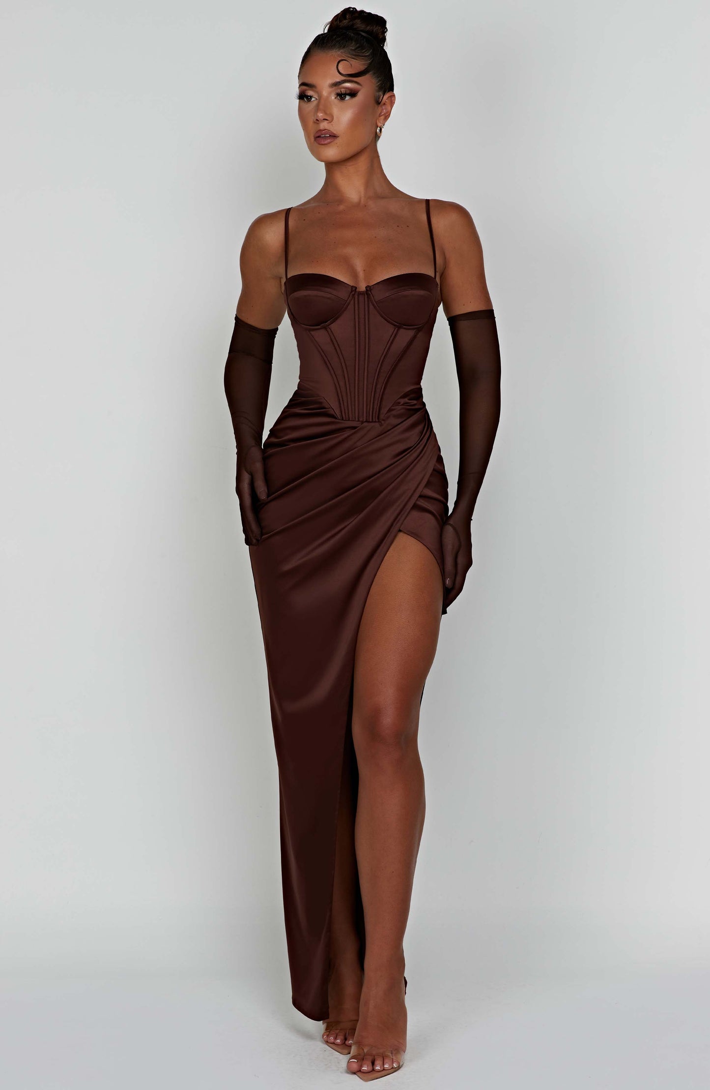 Despina Maxi-jurk - Chocolade