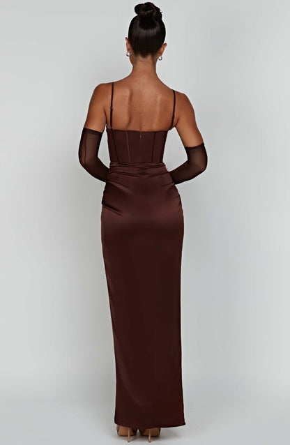 Despina Maxi-jurk - Chocolade