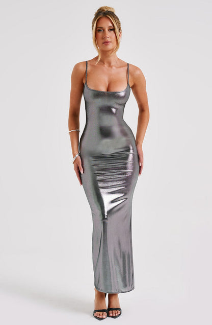 Kyranni Maxi-jurk - Gunmetal