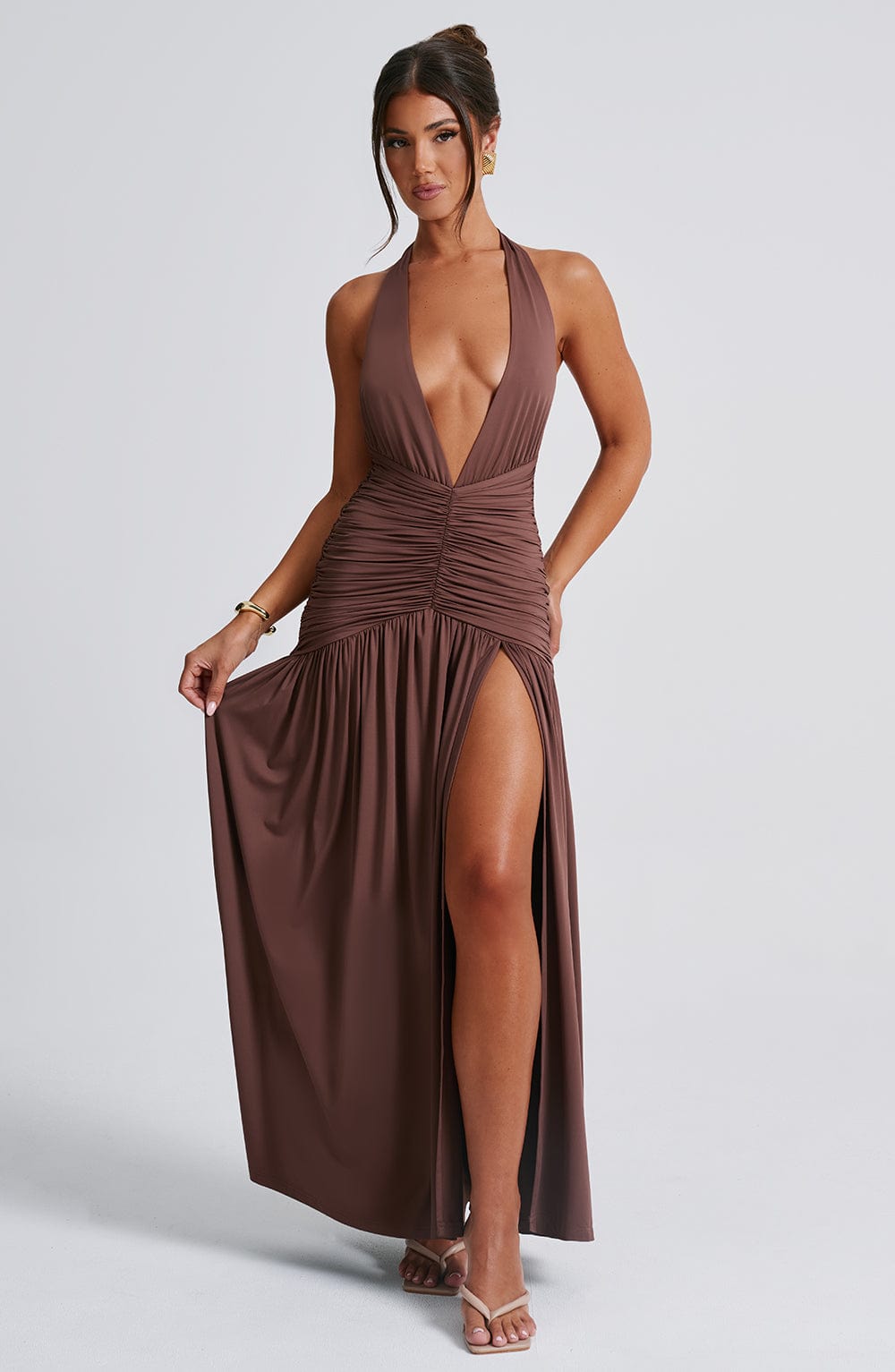 Melania Maxi-jurk - Chocolade