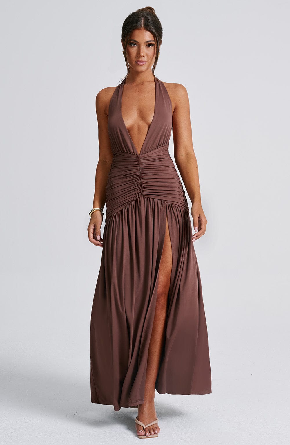 Melania Maxi-jurk - Chocolade