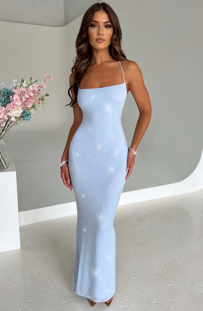 Nessa maxi-jurk - babyblauw glitter