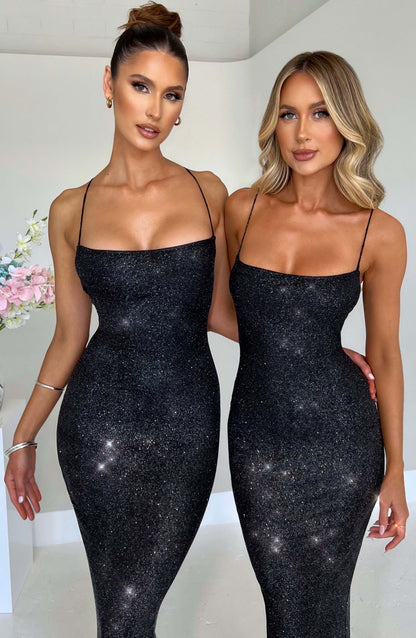 Nessa maxi-jurk - zwarte glitter