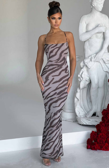 Nessa Maxi Dress - Zebra Print