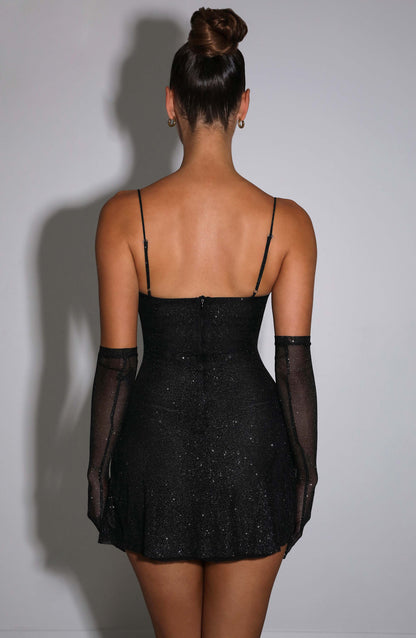 Pixie Mini Dress - Black Sparkle