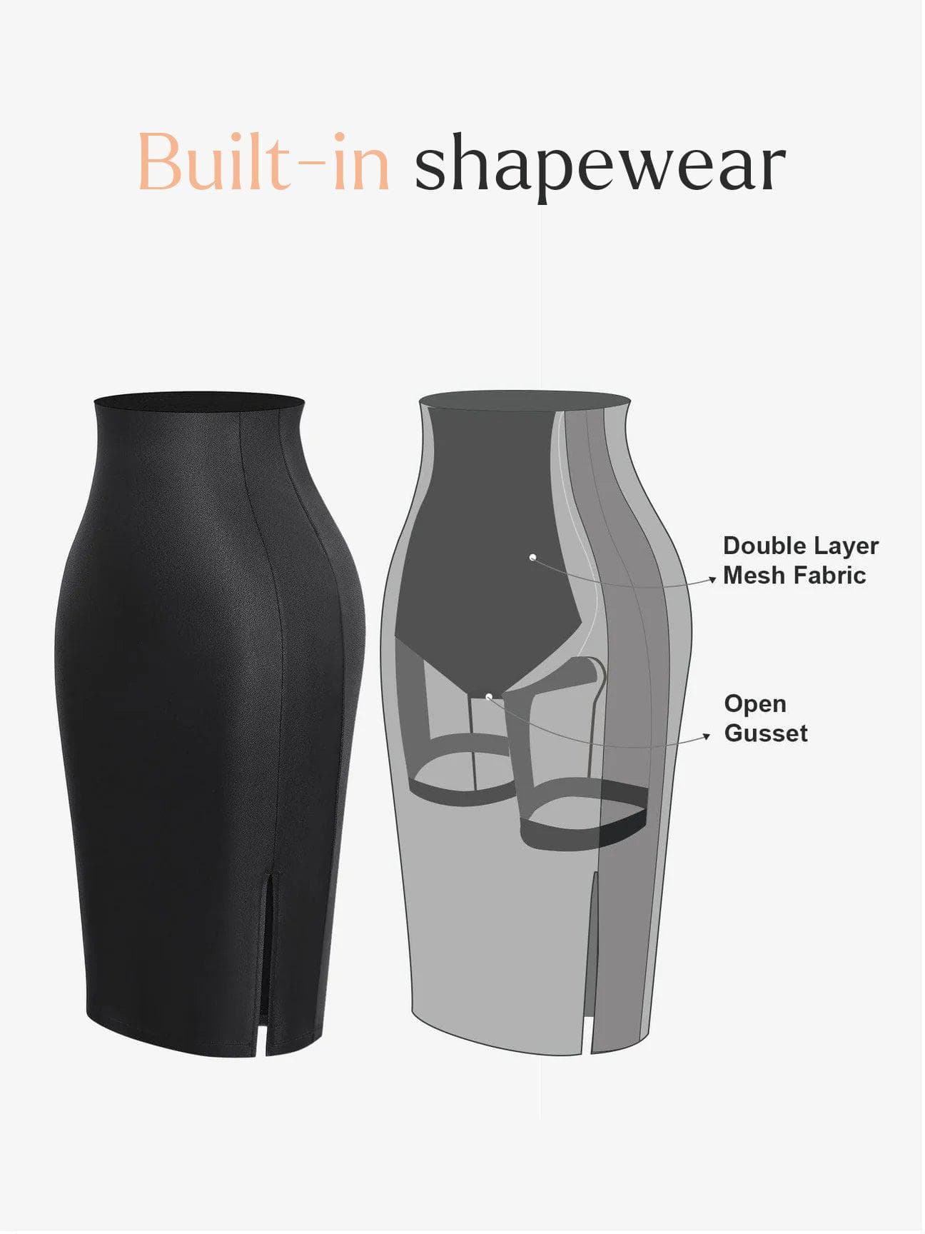 Built-In Shapewear Leather Bodysuit or Midi Skirt or Mini Skirt or Leggings