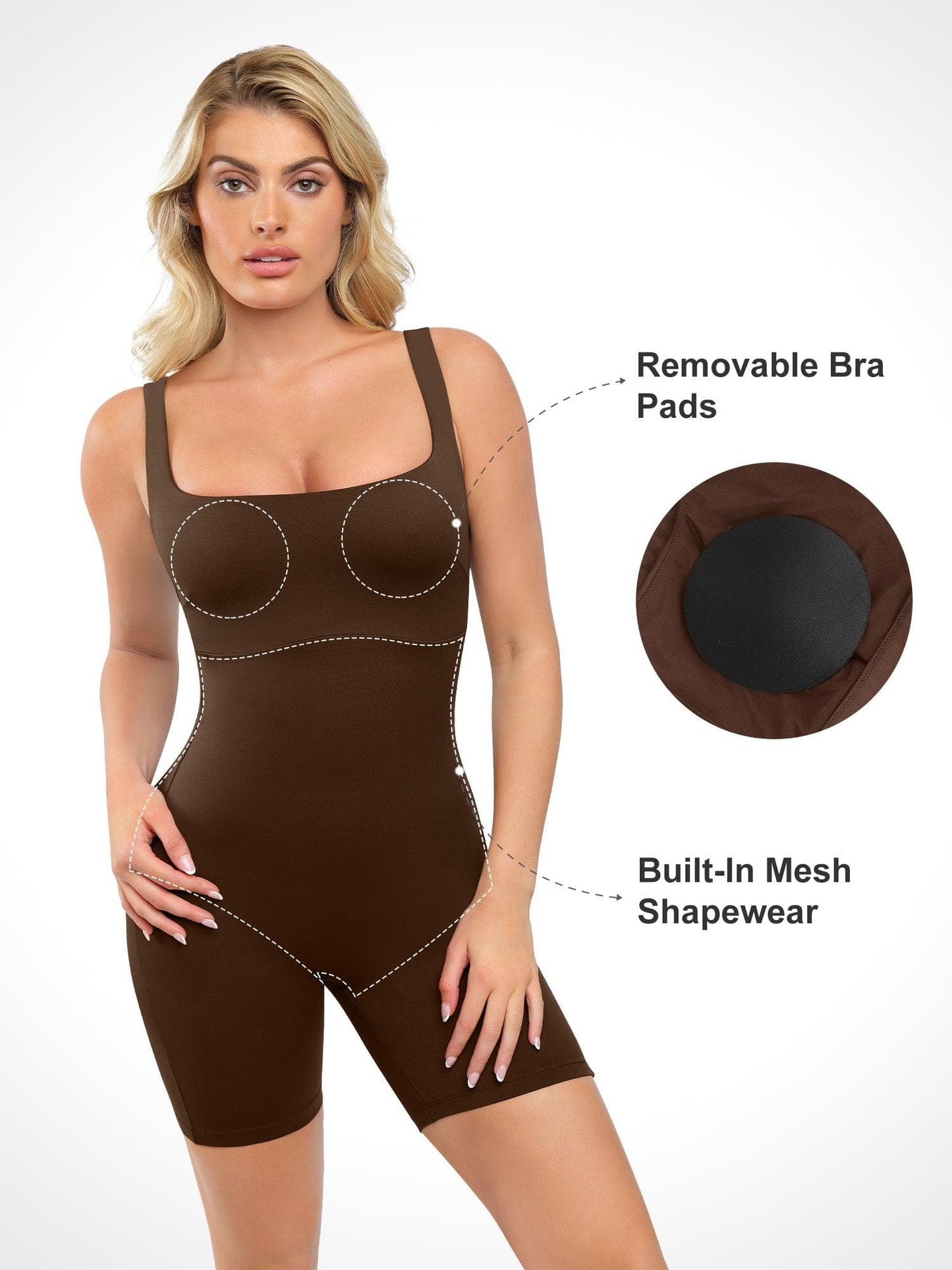 The Shapewear Romper Slimming Workout Square-Neck Thigh