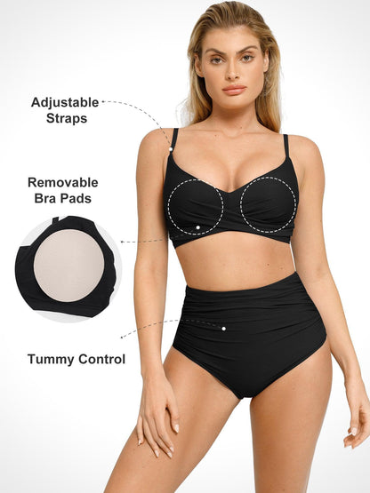 The Shapewear Swimwear Ruched High-Waist Bikini Set