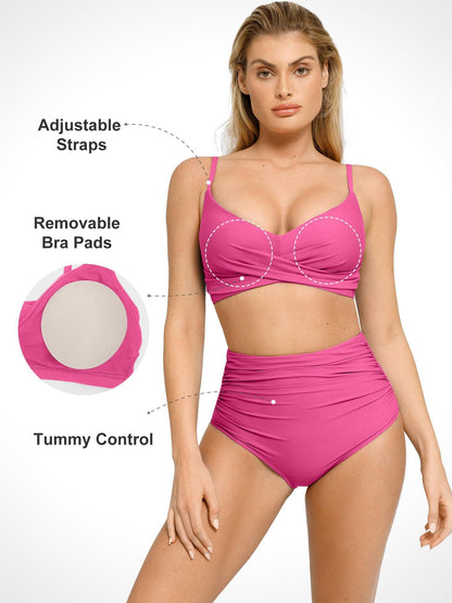 The Shapewear Swimwear Ruched High-Waist Bikini Set