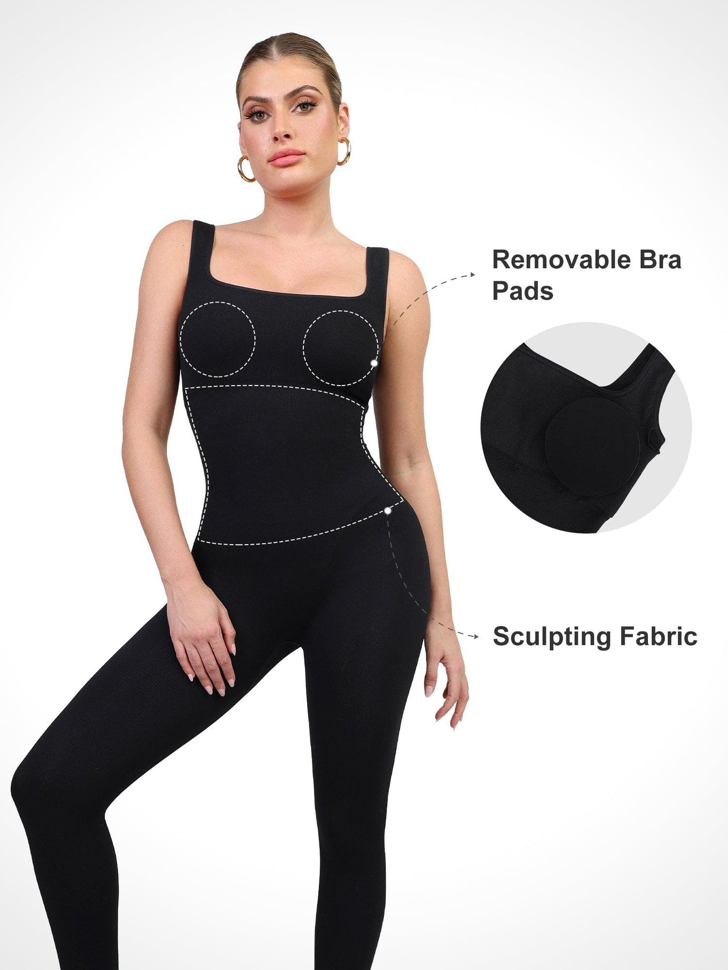 The Shapewear Jumpsuit Seamless Square Neck One Piece Sport