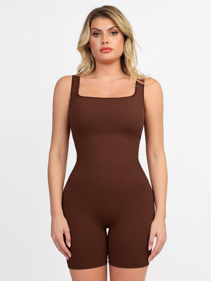 Seamless Square Neck One Piece Workout Jumpsuit Or Romper