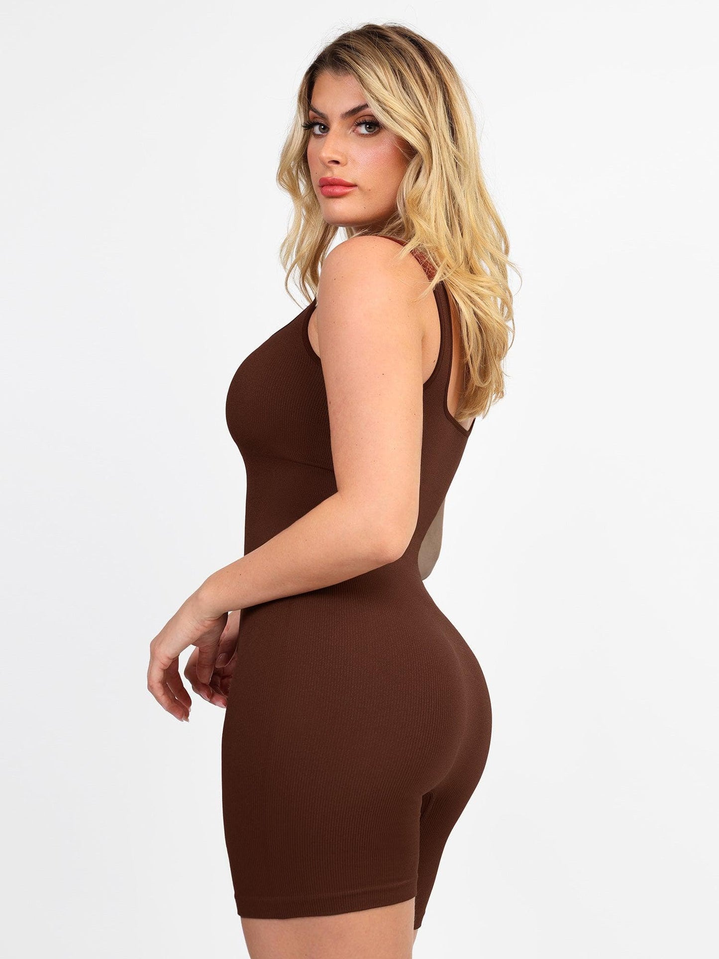 Seamless Square Neck One Piece Workout Jumpsuit Or Romper