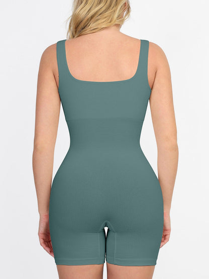 Seamless Square Neck One Piece Workout Jumpsuit Or Romper