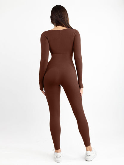 Seamless Square Neck One Piece Workout Jumpsuit Or Romper