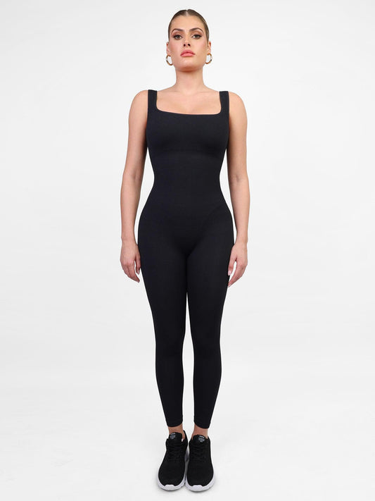 Seamless Square Neck One Piece Workout Jumpsuit Or Romper