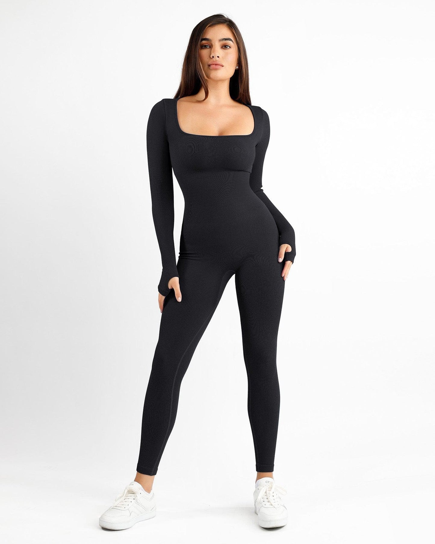 Seamless Square Neck One Piece Workout Jumpsuit Or Romper