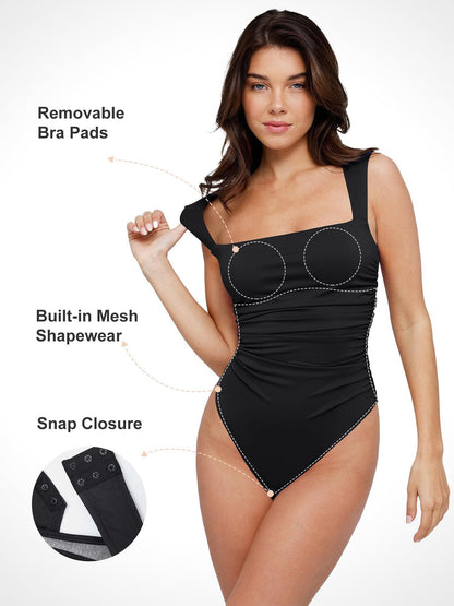 The Shapewear Bodysuit Bluetag Cooling Ruched Square Neck