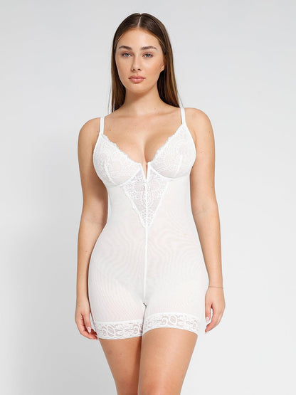 The Shapewear Bodysuits Lace Deep-V Neck Tummy Control Shorts