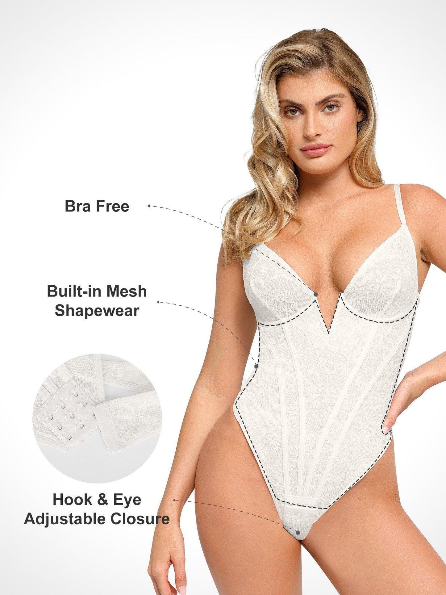 The Shapewear Bodysuits Lace Smooth Firm Control Thong