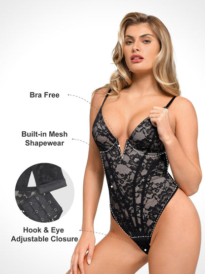 The Shapewear Bodysuits Lace Smooth Firm Control Thong